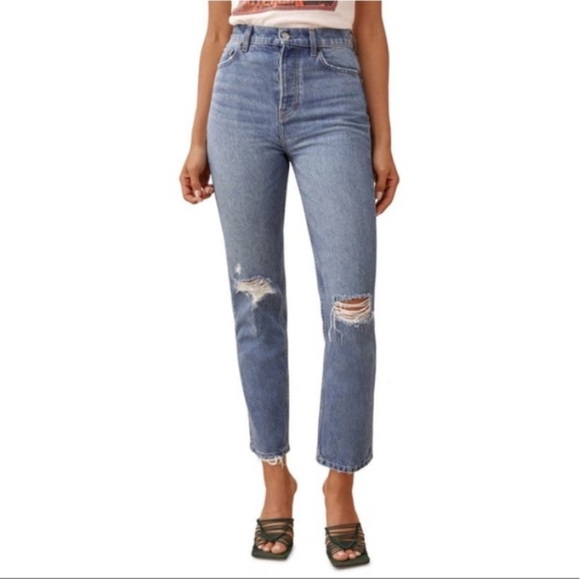 REFORMATION Cynthia High Rise Straight Jean Shasta Destroyed Size 23 - Picture 3 of 14